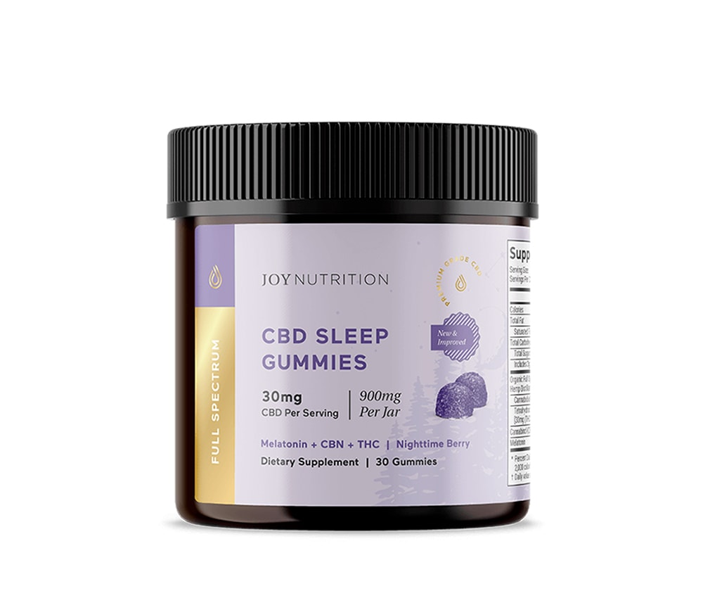 Joy Organics, CBD Sleep Gummies + CBN + THC, Nighttime Berry, Full Spectrum, 30ct, 30mg THC + 90mg CBN + 900mg CBD